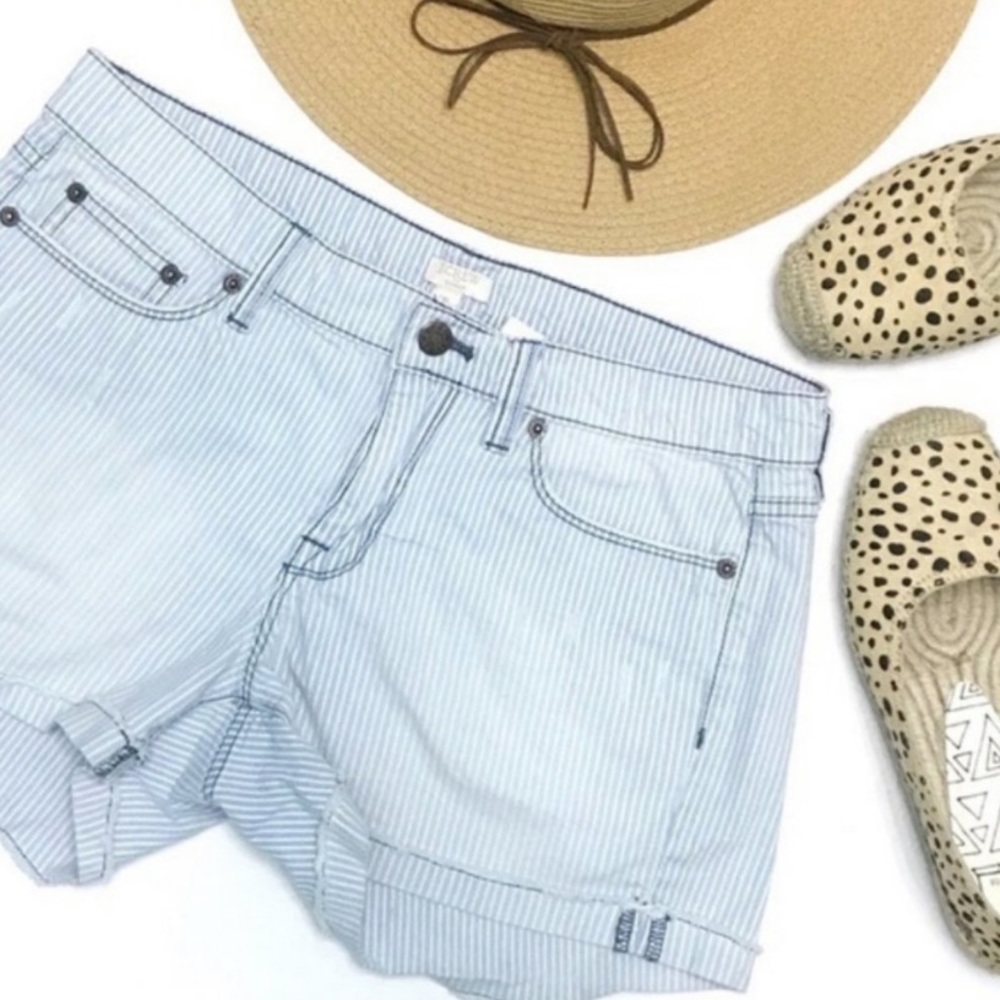 j.crew | railroad stripe light denim cutoff shorts 25